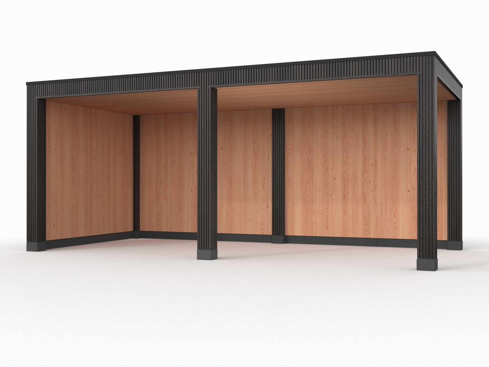 Douglas overkapping, 600 x 300, met achterwand en zijwand, Westwood Rhombus Zwart - Afbeelding 1
